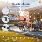 addlon 100FT LED Outdoor String Lights with Remote Waterproof Patio Lights with Shatterproof ST38 Replaceable Bulbs, Dimmable Outside Hanging Light Connectable for Porch, Backyard, 2200K