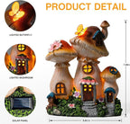 Solar Garden Statue Lights Mushroom Mothers Day Decorations Fairy House Figurine Lights, Outdoor Memorial Garden Ornaments Waterproof Decoration for Outside Patio Yard Lawn Decor