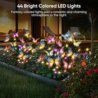 Solar Lights Outdoor Garden Decor: 8 Pack 136 Silk Butterflies with 176 Color-Changing LEDs - Auto On/Off 12H Magical Lighting IP65 Waterproof for Yard Patio Pathway - Unique Gifts for Mom Grandma