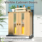 AECOJOY Outdoor Storage Cabinet Waterproof with Shelves, Small Vertical Garden Storage Sheds, Garden Sheds & Outdoor Storage Cabinet Weatherproof for Patio Wood Grain
