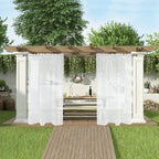 SpaceDresser Waterproof Outdoor Sheer Curtains for Patio - 4 Panels Rod Pocket Indoor Voile Sheer Curtain for Living Room,52W x 84L inch, White
