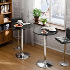 Flamaker Round Bistro Pub Table 23.6 Inch Height Adjustable 360° Swivel Bar Table Metal Base for Pub, Dining Room, Party (4, Black-Silver)
