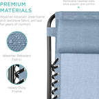 Best Choice Products Set of 2 Adjustable Steel Mesh Zero Gravity Lounge Chair Recliners w/Pillows and Cup Holder Trays - Dusty Blue/Black