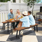 Tangkula 59" Narrow Outdoor Dining Table for 4-6, No Assembly Foldable Patio Dining Table with Acacia Wood Top & Heavy Duty Metal Frame, Portable Table for Yard, Garden, Poolside or Indoor (Natural)