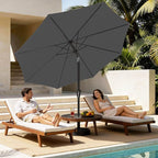 MEWAY 9ft Patio Umbrella Outdoor Table Umbrellas with Push Button Tilt and Crank, Market Umbrella 8 Sturdy Ribs for Deck, Garden, Pool and Backyard, Gray