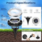 GIGALUMI Solar Ground Lights - No-Drill Fence Lighting Solution, Waterproof Perimeter Lights Compatible with Wood, Metal & Concrete Fences (12 Pack Warm White)