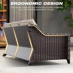 Joyside Patio Furniture Set, 3 Pieces Outdoor Wicker High Back Sofa with Ottoman and Comfy Cushions, Upgraded Large Size, All Weather High Back Conversation Set, (Brown/Beige)