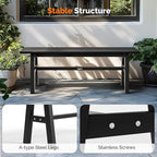 VINGLI 47” Outdoor HDPE Bench, Weatherproof Garden Bench w/Metal Legs, Poly Lumber Porch Benches, 660 LBS Capacity Outdoor Backless Patio Benches for Entryway Deck (Black)