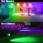 MEIKEE 6 in 1 RGB Solar Landscape Lights with Remote, RGB Color Changing LED Solar Spotlights, Outdoor Waterproof RGB Spot Lights for Garden Party Wedding Christmas Festival