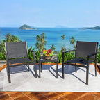 Homall 3 Pieces Patio Furniture Set Outdoor Patio Conversation Textilene Bistro Set Modern Porch Lawn Chairs with Coffee Table for Home and Balcony (Black)