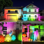 Fabrito Color Changing Solar Spot Lights Outdoor 4 Pack, [6+1 Lighting Modes] Auto On/Off RGB Spotlights, Waterproof Multicolor Landscape Lights for Garden, Tree, Halloween, Christmas