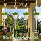 Macrame Plant Hangers Indoor Macrame,4 Pack Hanging Planter Holder for Window,Ceiling Crochet Handmade Boho Home Decor Set for Hanging Plants Basket Pot,Ivory