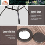 5 Piece Patio Dining Set for 4, 37”x37” Square Table (PVC Wood-Like Table Top) with 1.57" Umbrella Hole, 4 Metal Brown Chairs, Outdoor Table and Chairs Set for Lawn Backyard and Deck