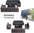 Kullavik 12 Pieces Outdoor Patio Furniture Set PE Wicker Rattan Sectional Sofa Patio Conversation Sets,Grey
