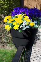 Bloomers Railing Planter with Drainage Holes – 24" Weatherproof Resin Planter – Charcoal
