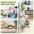 ESRICH 2 Pack 7.8" Metal Plant Stand Indoor , Black Plant Stands Outdoor, Rustproof Round Heavy Duty Flower Pot Stand, Potted Plant Holder for Garden Home