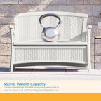 Suncast Outdoor Wicker Love Seat with 23-Gallon Storage, Comfortable Seating for Two, Ergonomic Back Support, All-Weather Furniture for Patio, Deck, and Garden, Ice Cube