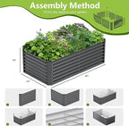 6x3x2FT Galvanized Raised Garden Bed,Galvanized Planter Boxes Outdoor, Large Metal Raised Garden Beds for Vegetables-Grey