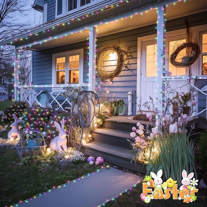 Easter String Lights, 168 ft LED Multicolor Clear Wire with Remote
