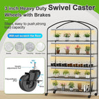 Abimars 5-Tier Greenhouse with Grow Light, Shelf Height Adjustable Metal Plant Shelf with PVC Cover and Wheels, Includes 5-Pack 2900K Full Spectrum Plant Lights, 21x60x80inch