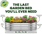 Plant & Plot Galvanized Raised Garden Beds Outdoor // 4×2×1 ft Planter Raised Bed for Gardening, Vegetables, Flowers // Large Metal Garden Box (Silver) // Patented Tool-Free Design