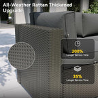 Aoxun Patio Furniture Set, 7 Piece Outdoor Sectional Sofas with Waterproof Cover, Wicker Rattan Outdoor Furniture Patio Conversation Set for Backyard, Garden Dark Grey