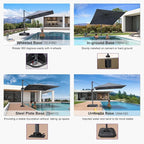 PURPLE LEAF 8' X 8' Patio Umbrella for Pool 7' High Offset Outdoor Cantilever Umbrella Swimming Pool Umbrella with 360°Rotation for Poolside Light Grey