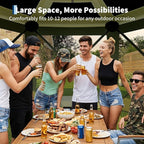 11.5x11.5FT 6-Sided Pop Up Gazebo Tent，One-Push Setup Canopy Tent with Mesh Panels & Removable Wind Cloths, Outdoor shelter for Camping, Backyard Parties, Outdoor Events - Army Green