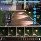 All-in-One Low Voltage Landscape Lighting Kit, 8 Pack Landscape Lights with Smart Transformer, Dimmable Waterproof Outdoor LED SpotLights, 24V LED Landscape Lights for Yard, Garden(Warm White)