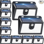 [10 Packs] Solar Motion Sensor Outdoor Lights, Super Bright Solar Lights Outdoor Waterproof, 3 Lighting Modes Security Wall Light for Outside Walking Dog Fence Backyard Deck Garden Door Step Garage