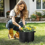 T4U Fabric Plant Grow Bags with Handle 7 Gallon Pack of 5, Heavy Duty Nonwoven Smart Garden Pot Thickened Aeration Nursery Container Black for Outdoor Potato, Tomato, Chili, Carrot and Vegetables