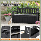 Homall 75 Gallon Outdoor Storage Benches Lockable Deck Box with Waterproof and UV Resistant, Waterproof Storage Box for Patio Furniture, Tools, Cushions (Black)
