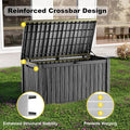 Deck Box, 200 Gallon Black Resin Lockable Outdoor Storage