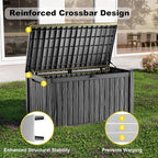 Deck Box, 200 Gallon Black Resin Lockable Outdoor Storage