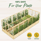 AMERLIFE Raised Garden Bed with Deer Proof Fence, 7.5Wx17Dx6H Outdoor Wooden Raised Garden Bed Planter with 19" Depth Planter Box