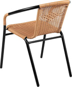 Lila 2 Pack Beige Rattan Indoor-Outdoor Restaurant Stack Chair