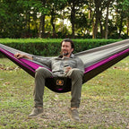 Camping Hammock, Portable Hammocks with Mosquito Net,Lightweight Nylon Parachute Hammock with 10ft Tree Straps,Camping Gear Must Haves for Travel Hiking Backpacking Beach Patio-Black&Pink