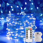 Indoor String Lights, 2 Pack 16.4 Ft Blue Battery LED with Remote
