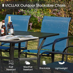 VICLLAX Patio Table and Chair Set of 6, All Weather Metal Round Outdoor Dining Furniture Set-47 Round Outdoor Table and Chairs, Black Tabletop
