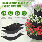 3 Tiered Strawberry Planter for Outdoor Plants, 23.6 Inch Heavy Duty Strawberry Garden Planter Grow Bags, Breathable Non Woven Fabric Raised Garden Bed for Vegetables Flower Herbs Gardening