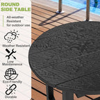 Y&M Outdoor Side Table, Waterproof Four-Legged Round Entryway End Table, Single-Tier HDPE Modern Small Coffee Nightstand for Bedroom, Living Room, Patio, Indoor or Outdoor Use, Black