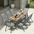 MAMIZO Patio Dining Chairs, Stackable All Weather Teslin Chair, Heavy Duty Outdoor Breathable Chairs Set, w/Armrests, Upgraded Chair FeetW/Strenthened Iron Spacers, 330 LBS (8, Grey)