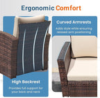 Wisteria Lane 5 Piece Outdoor Patio Furniture Sets, Wicker Conversation Set for Porch Deck, Brown Rattan Sofa Chair with Cushion