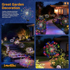 Solar Garden Lights Outdoor Decorative, 6pack 120 LED Firework Lights Waterproof，Solar Fairy Lights for Outside,Garden,Yard, Patio,Pathway,Flowerbed,Party(Multicolor)