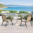 Betterhood Patio Chairs Set of 2, Stackable Outdoor Dining Chairs Set with Breathable Seat Fabric, All-Weather Powder-Coated Metal Frame for Deck, Pool Side and Backyard, 350LBS Capacity (Khaki)