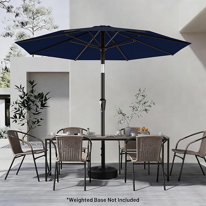 AreShark 9 FT Patio Umbrella for Outdoor, Outdoor Umbrella with Push Button Tilt and Crank, Outdoor Patio Umbrellas with 8 Sturdy Ribs for Market, Garden, Deck, Backyard, Pool (Navy)