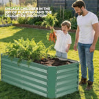 ZORMY 4×2×1.4ft Galvanized Raised Garden Bed Kit, Metal Planter Boxes Outdoor, High Raised Beds for Vegetables, Fruits, and Flowers - LotusGreen