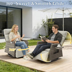 Adjustable Outdoor Recliner Chair with Independent Backrest & Footrest, Patio Swivel Recliner Chair, Wicker Reclining Patio Chair w/Flip-Up Table, 155° Lay Flat Chaise Lounge, Gray, 2PCS