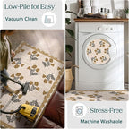 Outdoor Rug 3x5 Beige Floral Entry Mat, Washable Polyester