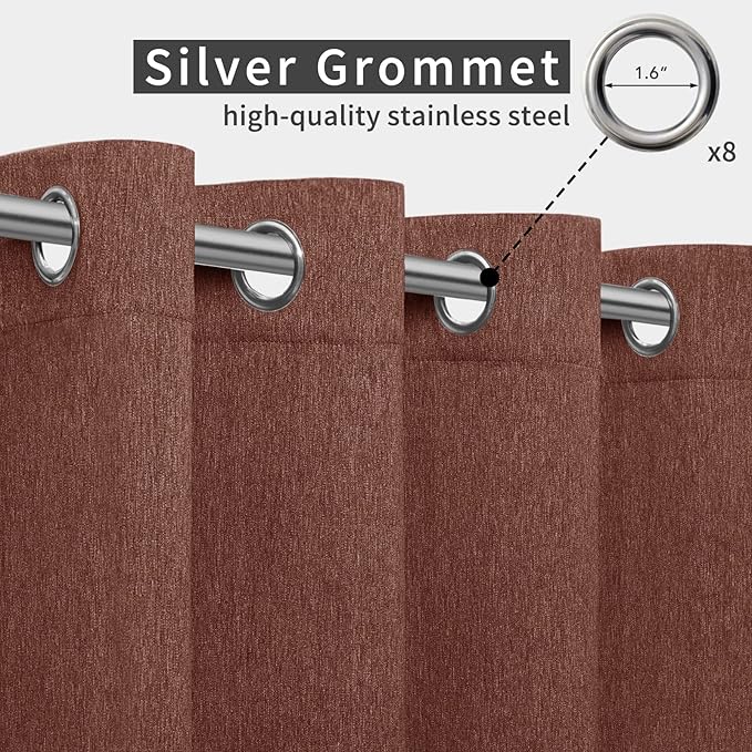Easy-Going Linen Look Outdoor Curtains Waterproof Windproof Porch Curtains, Soft Thicken Outdoor Privacy Curtains for Patio, Gazebo, Grommet Top and Tab Bottom Drape, 1 Panel, 54x84 inch, Terra Red